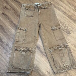 Spoon Jeans Womens Brown Wide Leg Cargo Pants Multi Pocket 16W